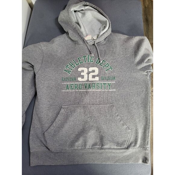 VTG Aeropostale SZ M y2k Grunge Thrashed Hoodie Sweatshirt Pullover Gray *READ - Picture 8 of 11